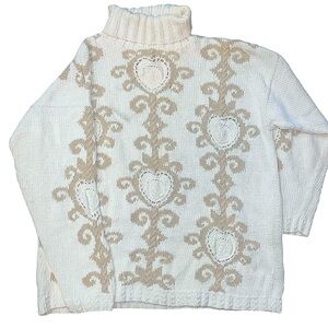 Express Thick knit Crochet Heart Turtleneck sweater Vintage